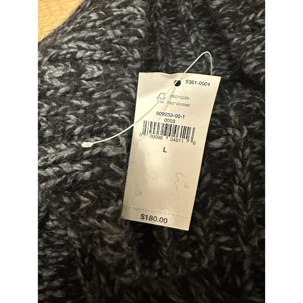 Banana Republic Men's Gray Cable-Knit Mock Neck Wool Blend Fisherman Sweater L